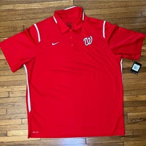 Nike Baseball Washington Nationals Polo Shirt Mens 2XL Red Dri Fit MLB